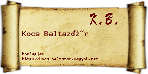 Kocs Baltazár névjegykártya